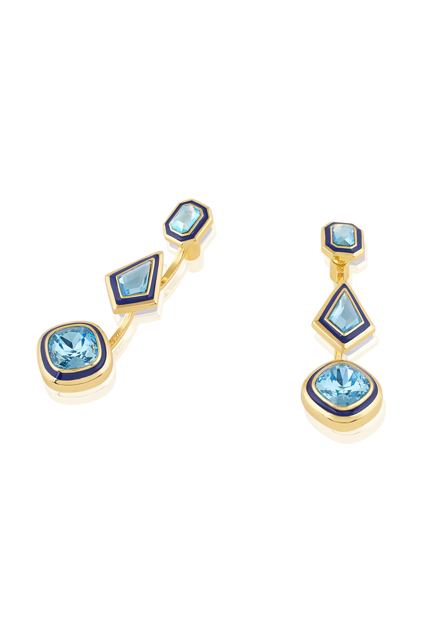 Isharya Aquamarine Crystal Front Back Earrings In 18Kt Gold Plated indian designer wear online shopping melange singapore