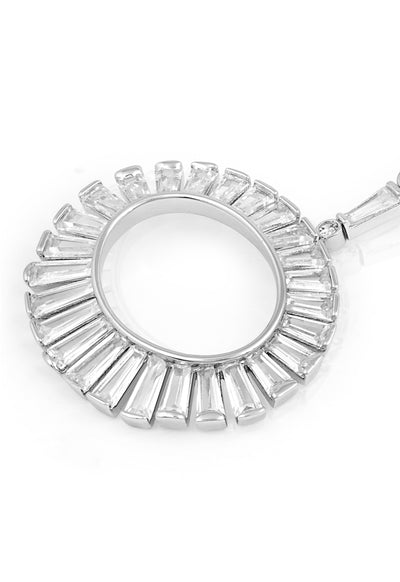 Isharya Art Deco Circle Danglers In Rhodium Plating indian designer wear online shopping melange singapore