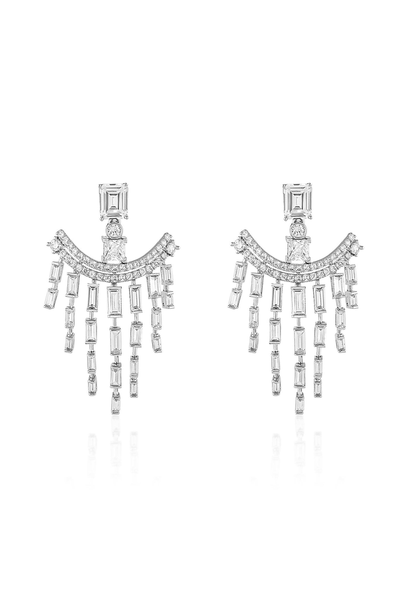 Isharya Art Deco Dangler Earrings In Rhodium Plating indian designer wear online shopping melange singapore