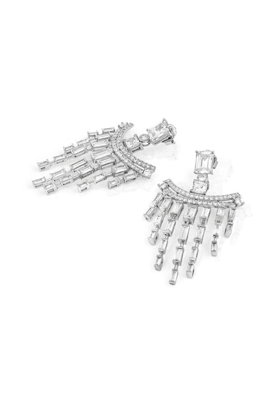 Isharya Art Deco Dangler Earrings In Rhodium Plating indian designer wear online shopping melange singapore