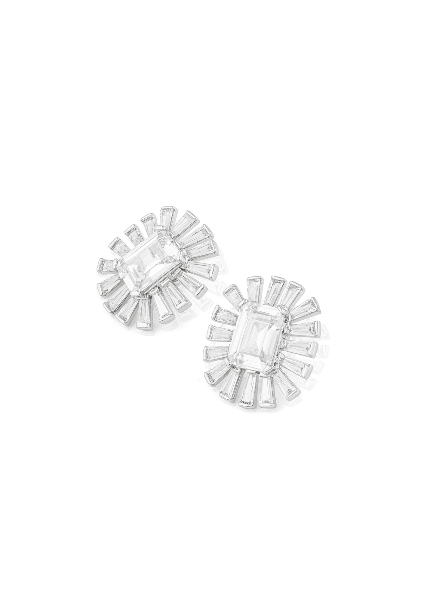 Isharya Art Deco Statement Studs In Rhodium Plating indian designer wear online shopping melange singapore