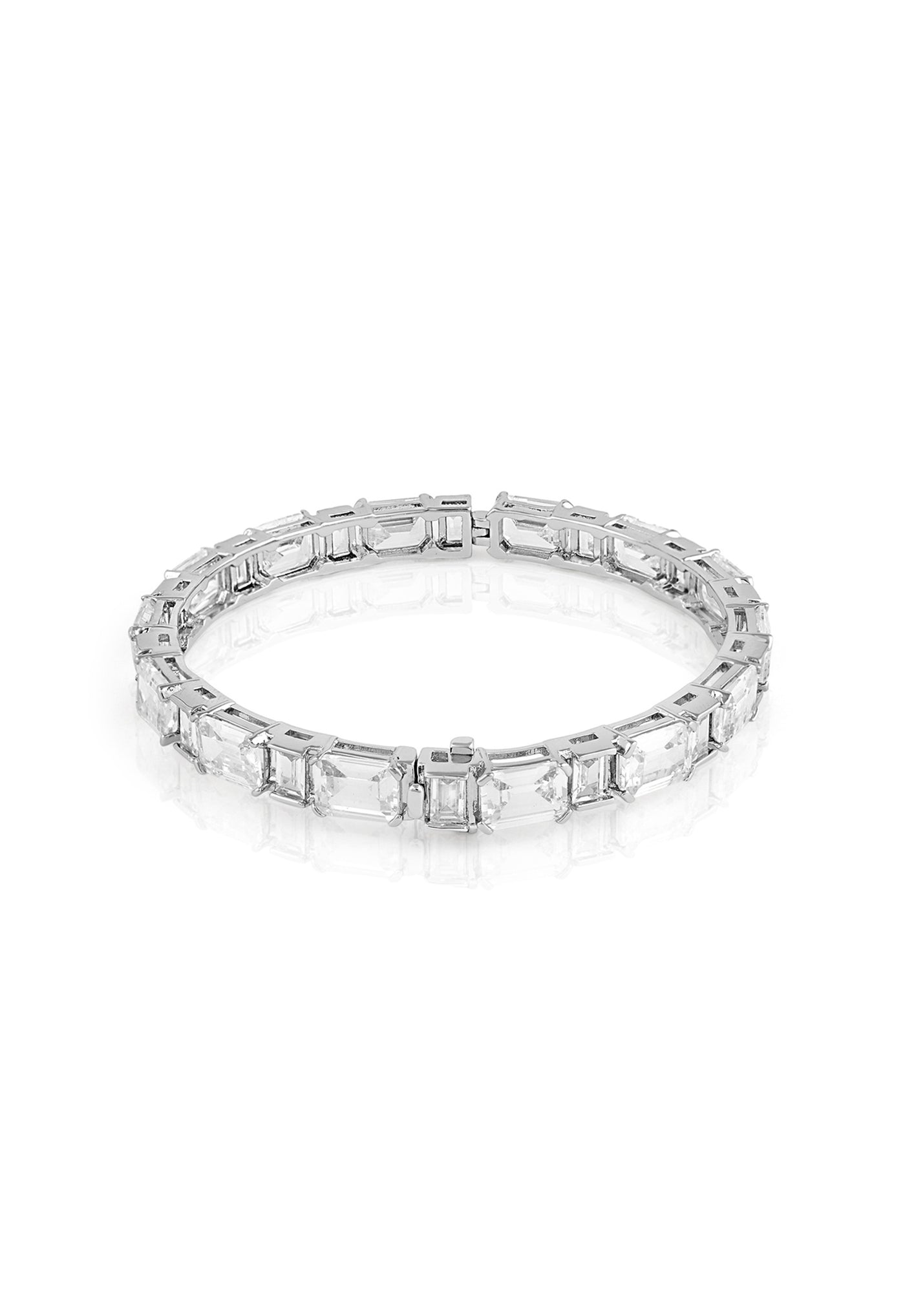 Isharya Baguette Hinge Bangle In Rhodium Plating indian designer wear online shopping melange singapore