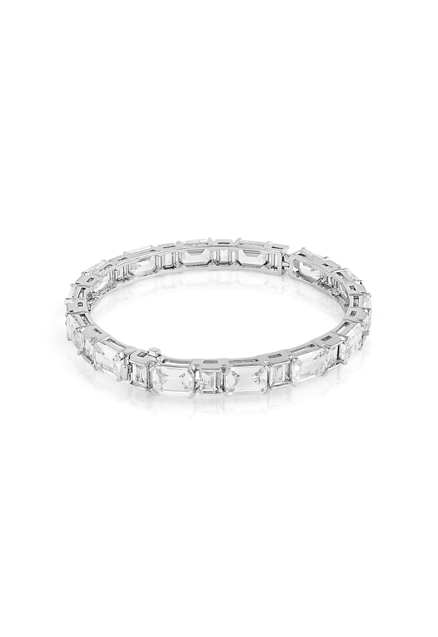 Isharya Baguette Hinge Bangle In Rhodium Plating indian designer wear online shopping melange singapore