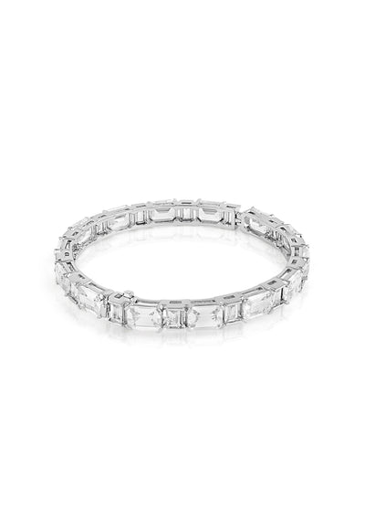 Isharya Baguette Hinge Bangle In Rhodium Plating indian designer wear online shopping melange singapore