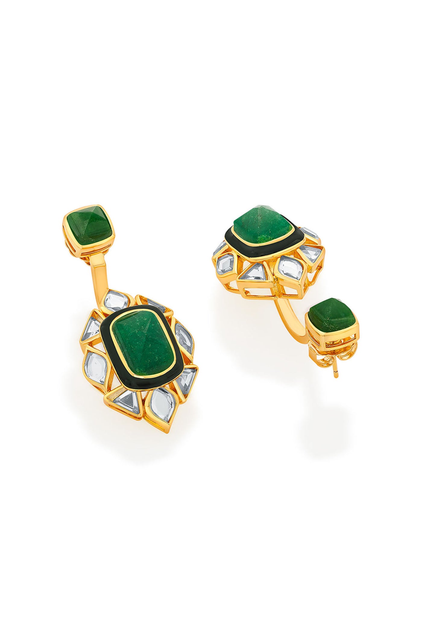 Isharya Begum Haute Evergreen Duplet Earrings In 18Kt Gold Plated jewellery indian designer wear online shopping melange singapore