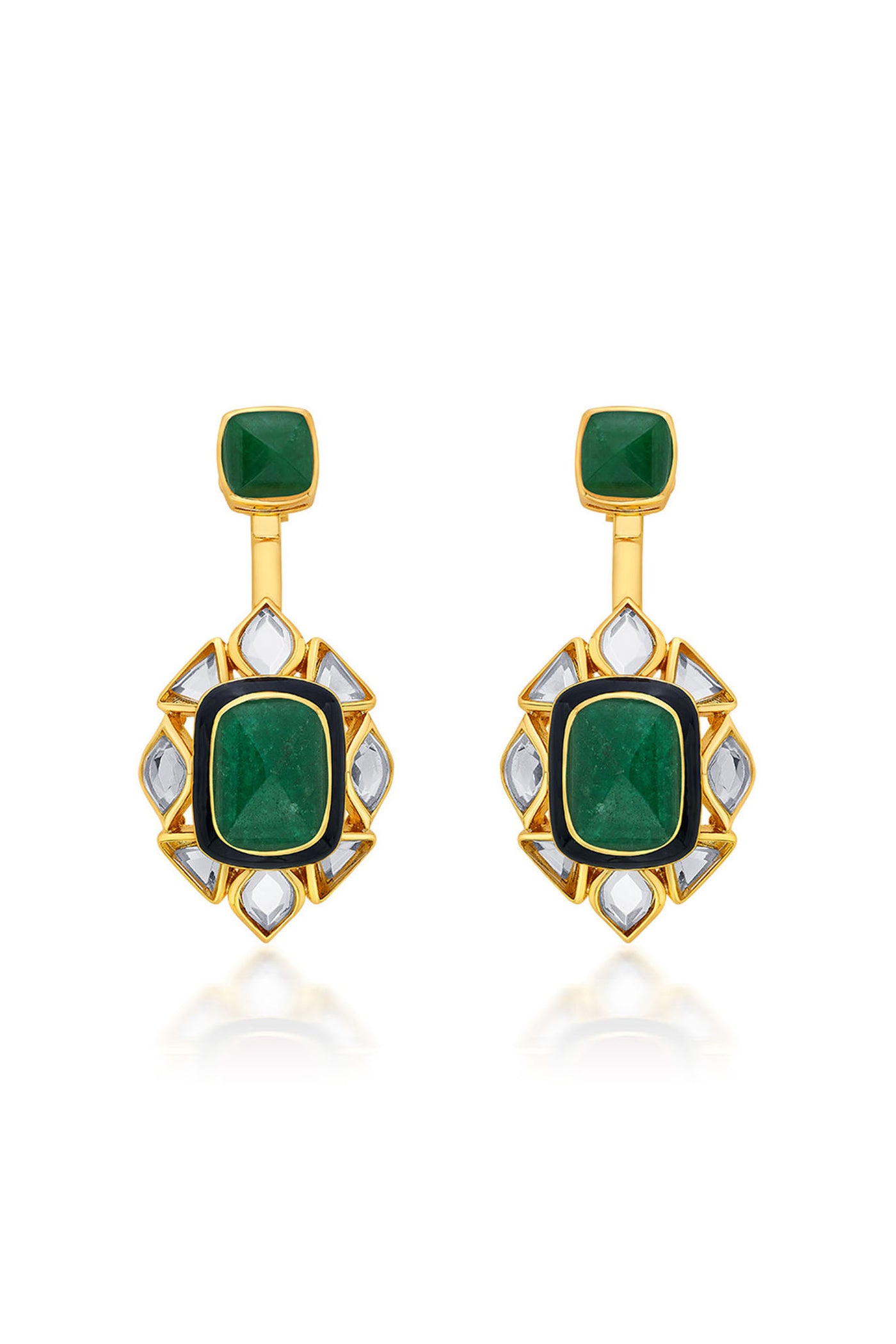 Isharya Begum Haute Evergreen Duplet Earrings In 18Kt Gold Plated jewellery indian designer wear online shopping melange singapore