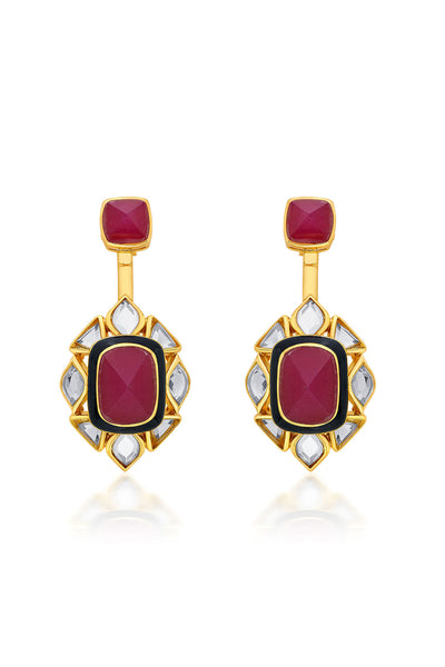 Isharya Begum Haute Pink Duplet Earrings In 18Kt Gold Plated jewellery indian designer wear online shopping melange singapore