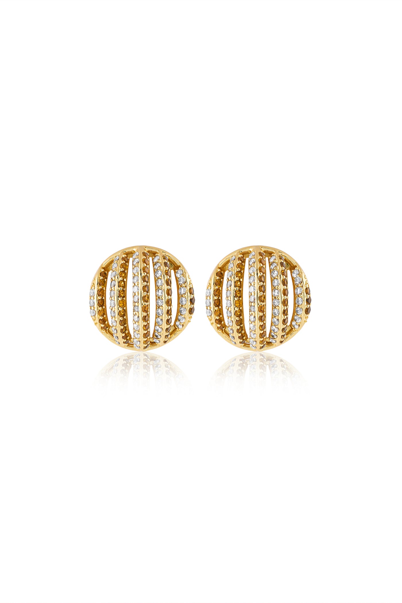 Isharya Bling Button Studs 18Kt Gold Plated indian designer wear online shopping melange singapore