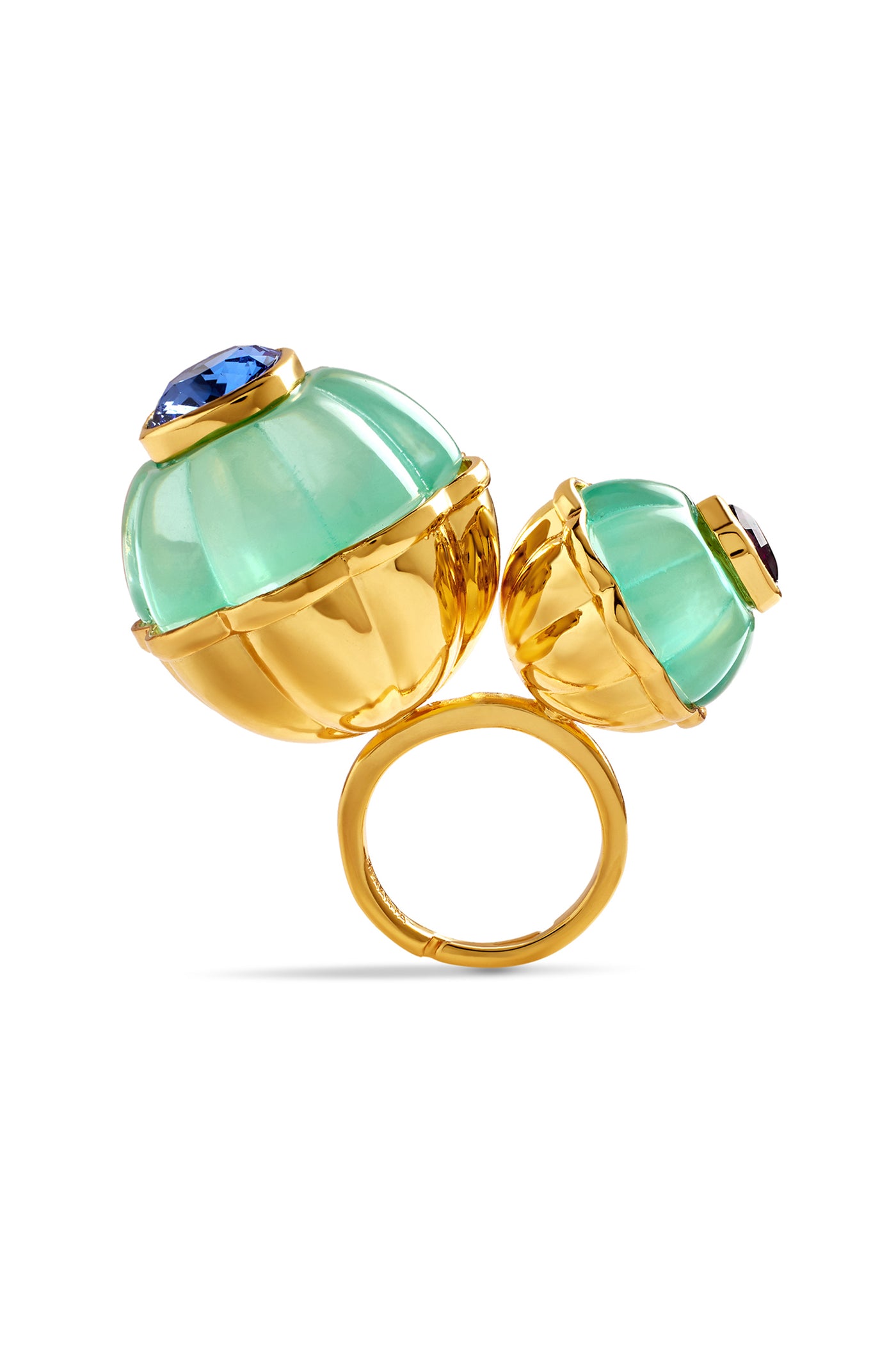 Isharya Blue Melon Statement Ring In 18kt Gold Plated indian designer wear online shopping melange singapore