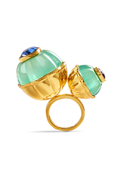 Isharya Blue Melon Statement Ring In 18kt Gold Plated indian designer wear online shopping melange singapore