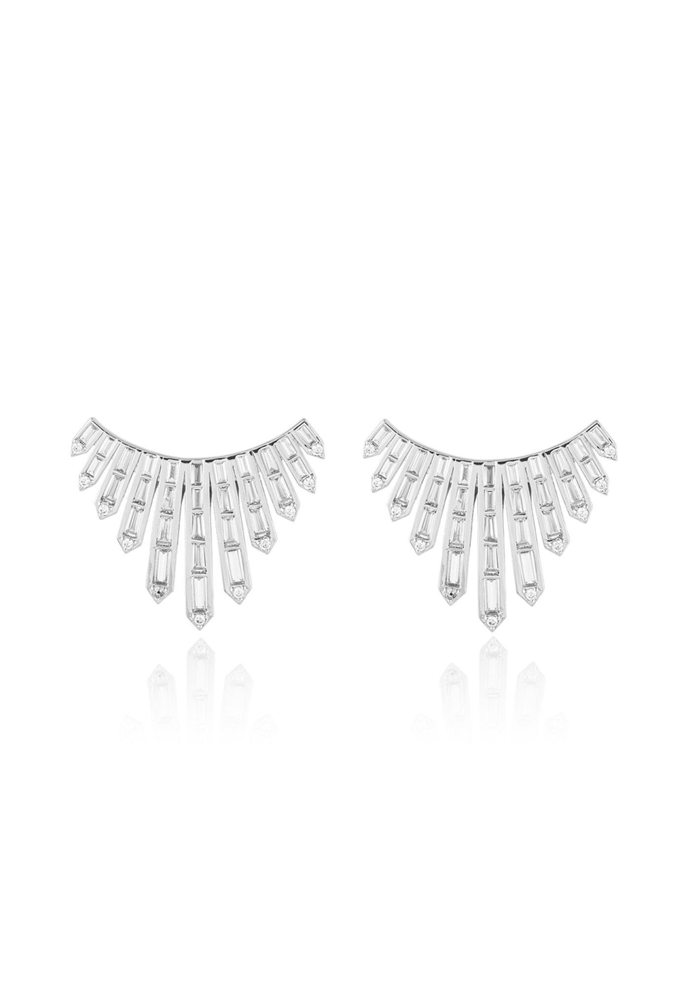 Isharya Crown Jewels Statement Studs In Rhodium Plating indian designer wear online shopping melange singapore