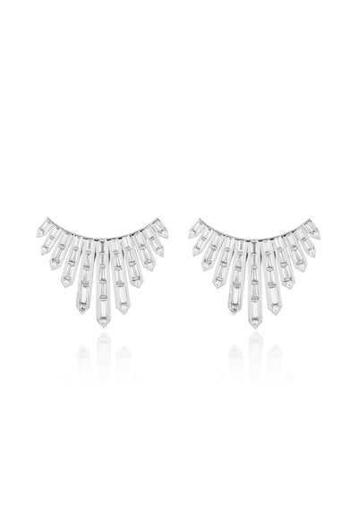 Isharya Crown Jewels Statement Studs In Rhodium Plating indian designer wear online shopping melange singapore