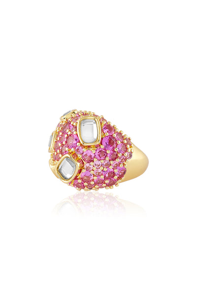 Isharya Crystal Ball Pink Party Ring In 18Kt Gold Plated indian designer wear online shopping melange singapore