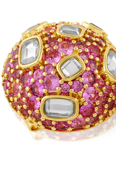 Isharya Crystal Ball Pink Party Studs In 18Kt Gold Plated indian designer wear online shopping melange singapore