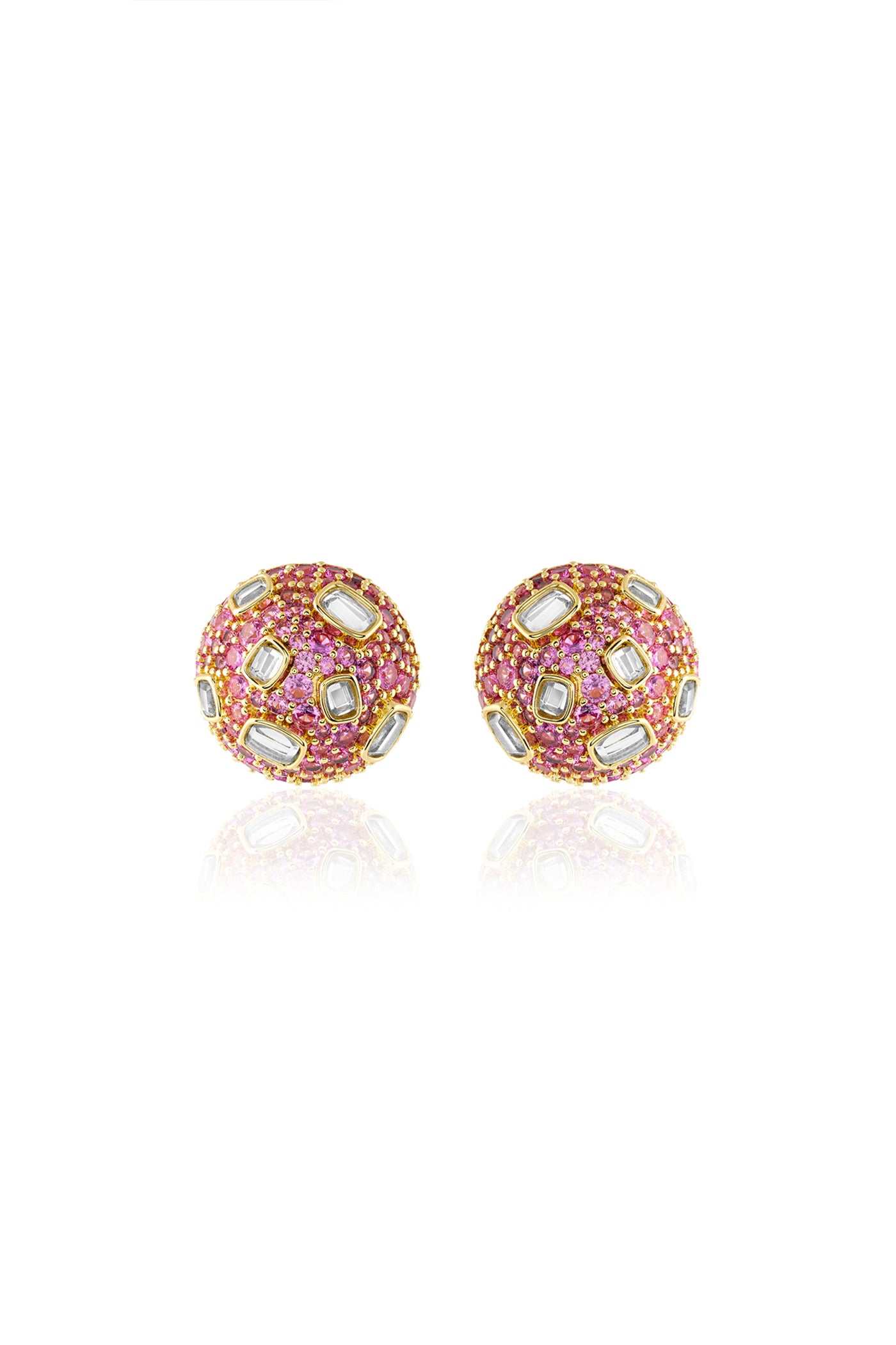 Isharya Crystal Ball Pink Party Studs In 18Kt Gold Plated indian designer wear online shopping melange singapore