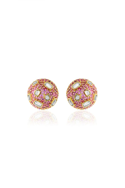 Isharya Crystal Ball Pink Party Studs In 18Kt Gold Plated indian designer wear online shopping melange singapore