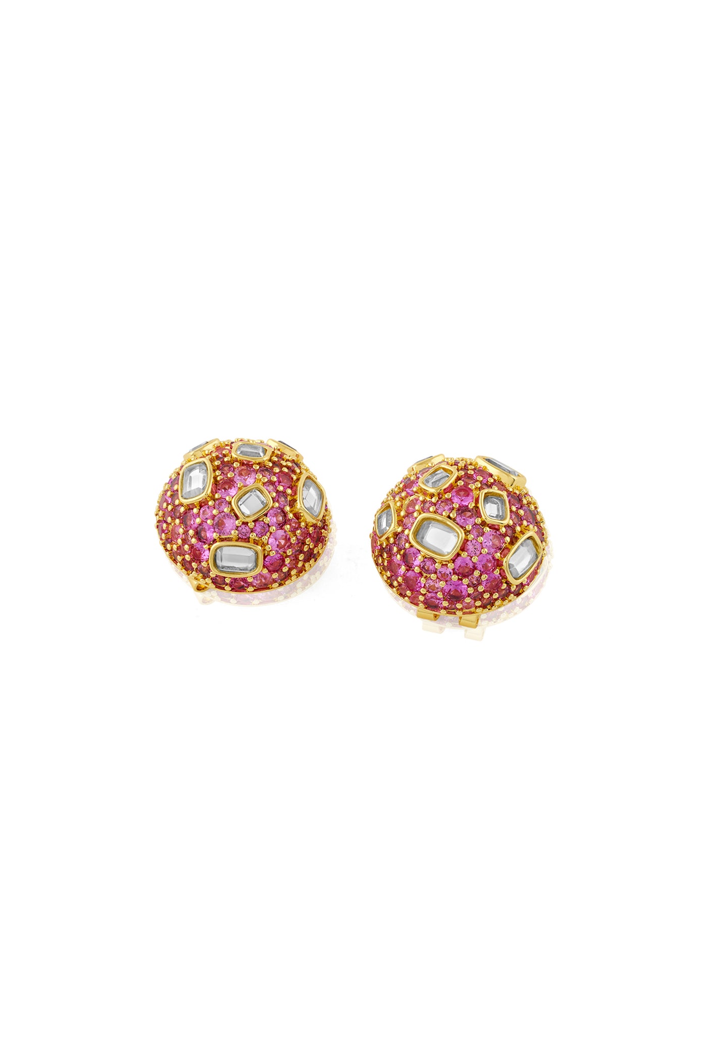 Isharya Crystal Ball Pink Party Studs In 18Kt Gold Plated indian designer wear online shopping melange singapore