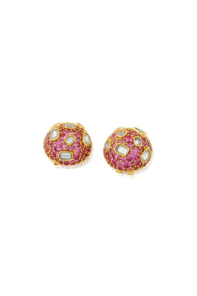 Isharya Crystal Ball Pink Party Studs In 18Kt Gold Plated indian designer wear online shopping melange singapore