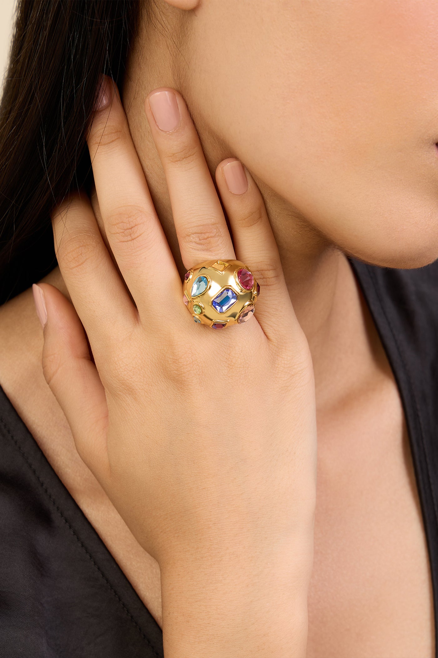 Isharya Crystal Statement Ring In 18kt Gold Plated indian designer wear online shopping melange singapore