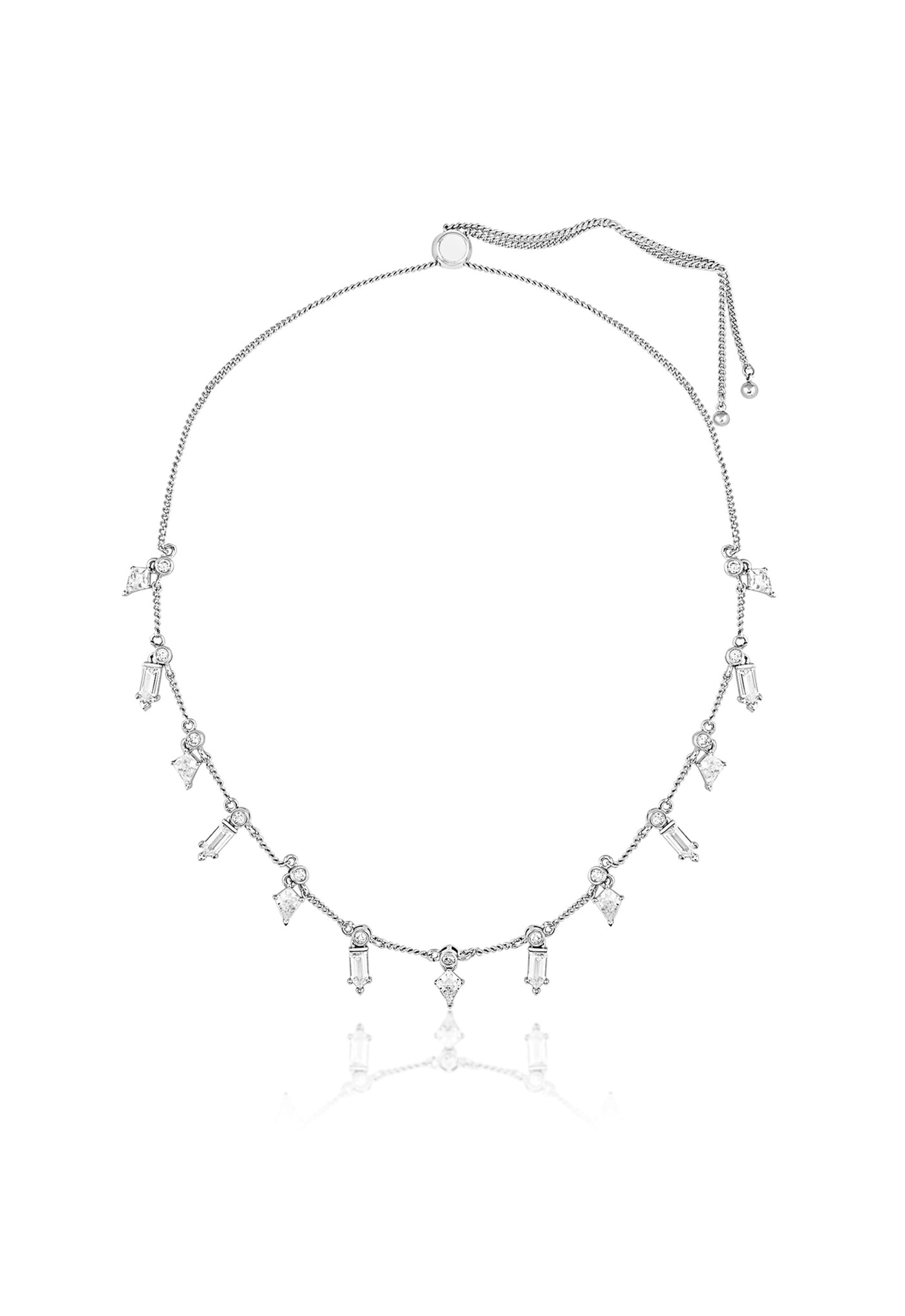 Isharya Dainty Diamonds Stationed Choker In Rhodium Plating indian designer wear online shopping melange singapor