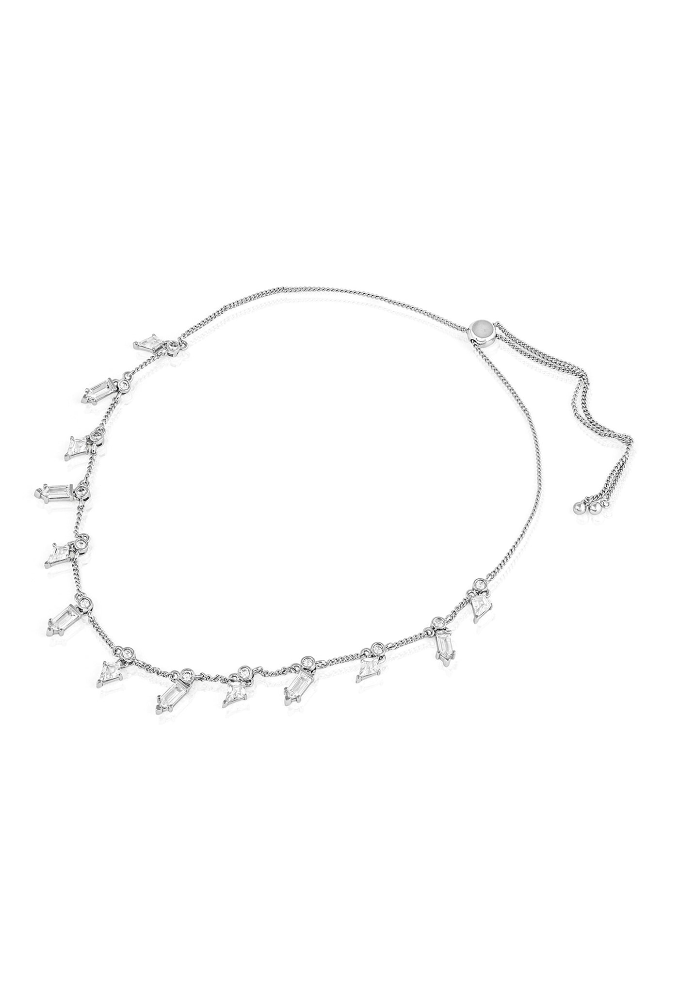 Isharya Dainty Diamonds Stationed Choker In Rhodium Plating indian designer wear online shopping melange singapor