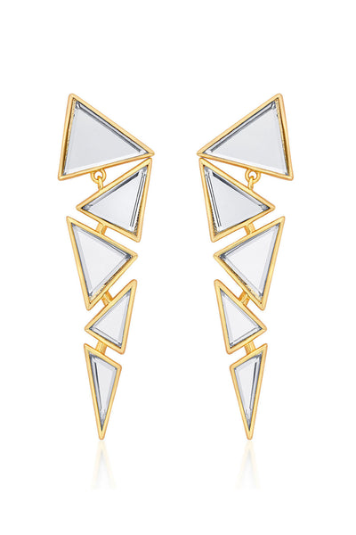 Isharya Dazzle Mirror Triangle Earrings jewellery indian designer wear online shopping melange singapore