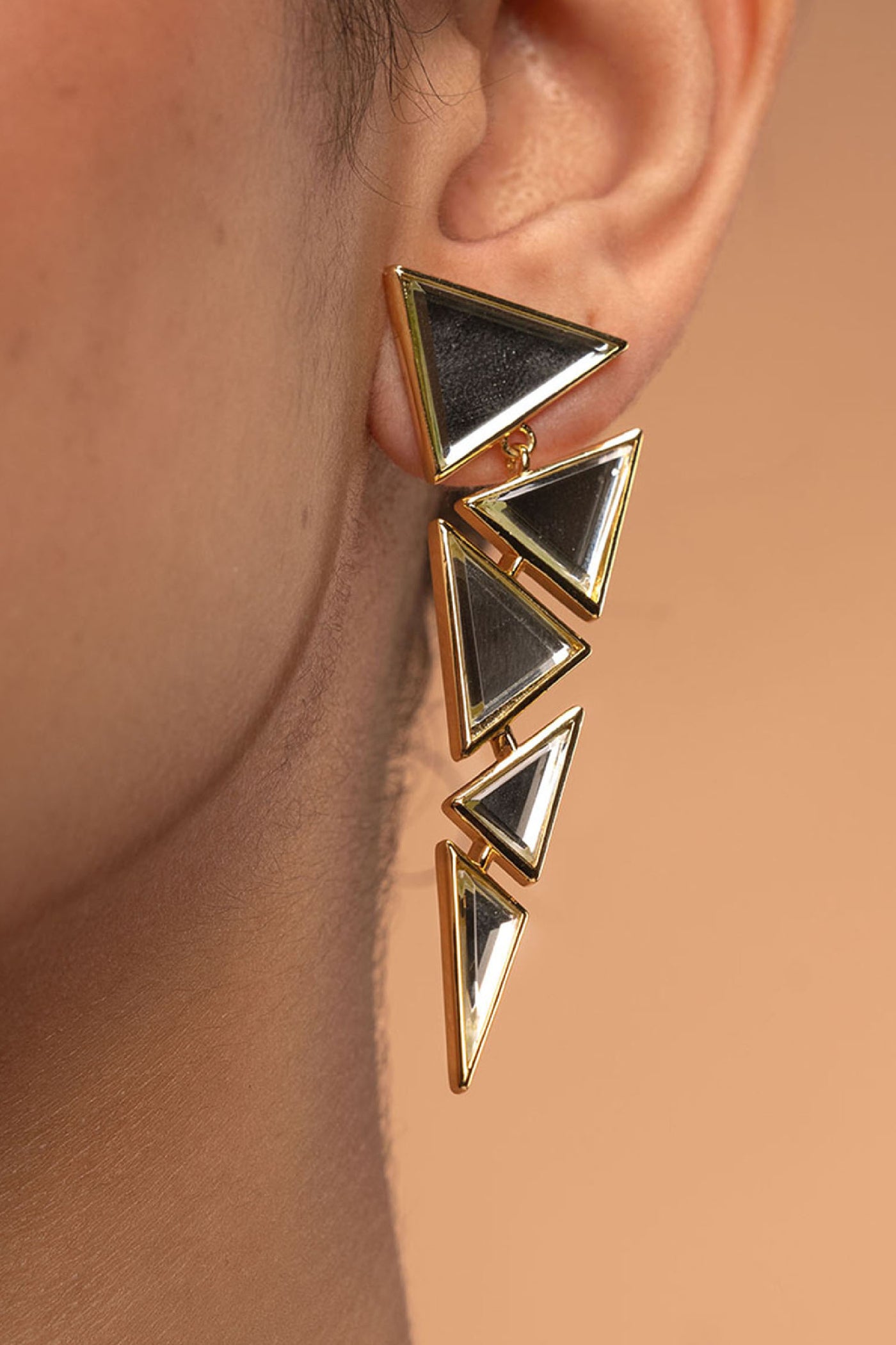 Isharya Dazzle Mirror Triangle Earrings jewellery indian designer wear online shopping melange singapore