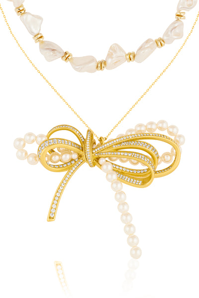 Isharya Demure Bow Layered Necklace indian designer wear online shopping melange singapore