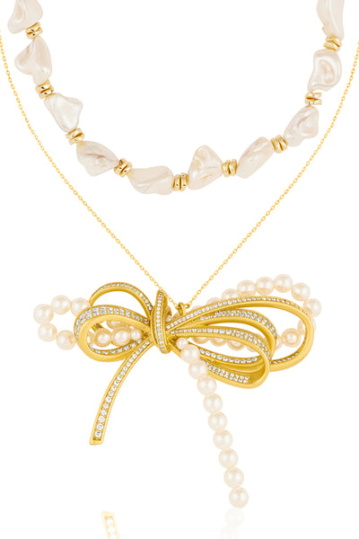 Isharya Demure Bow Layered Necklace indian designer wear online shopping melange singapore