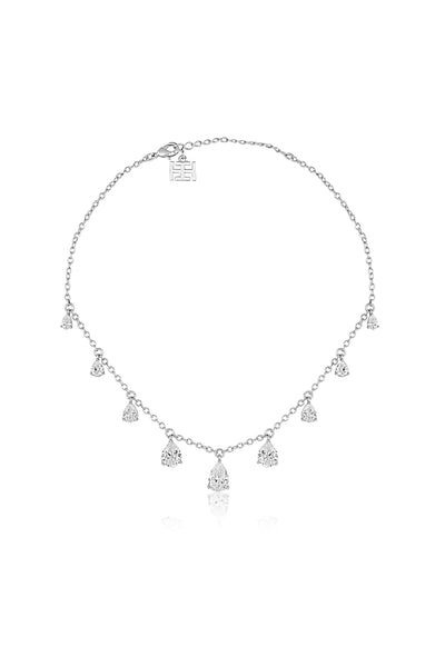 Isharya Diamond Drip Stationed Choker In Rhodium Plating indian designer wear online shopping melange singapore