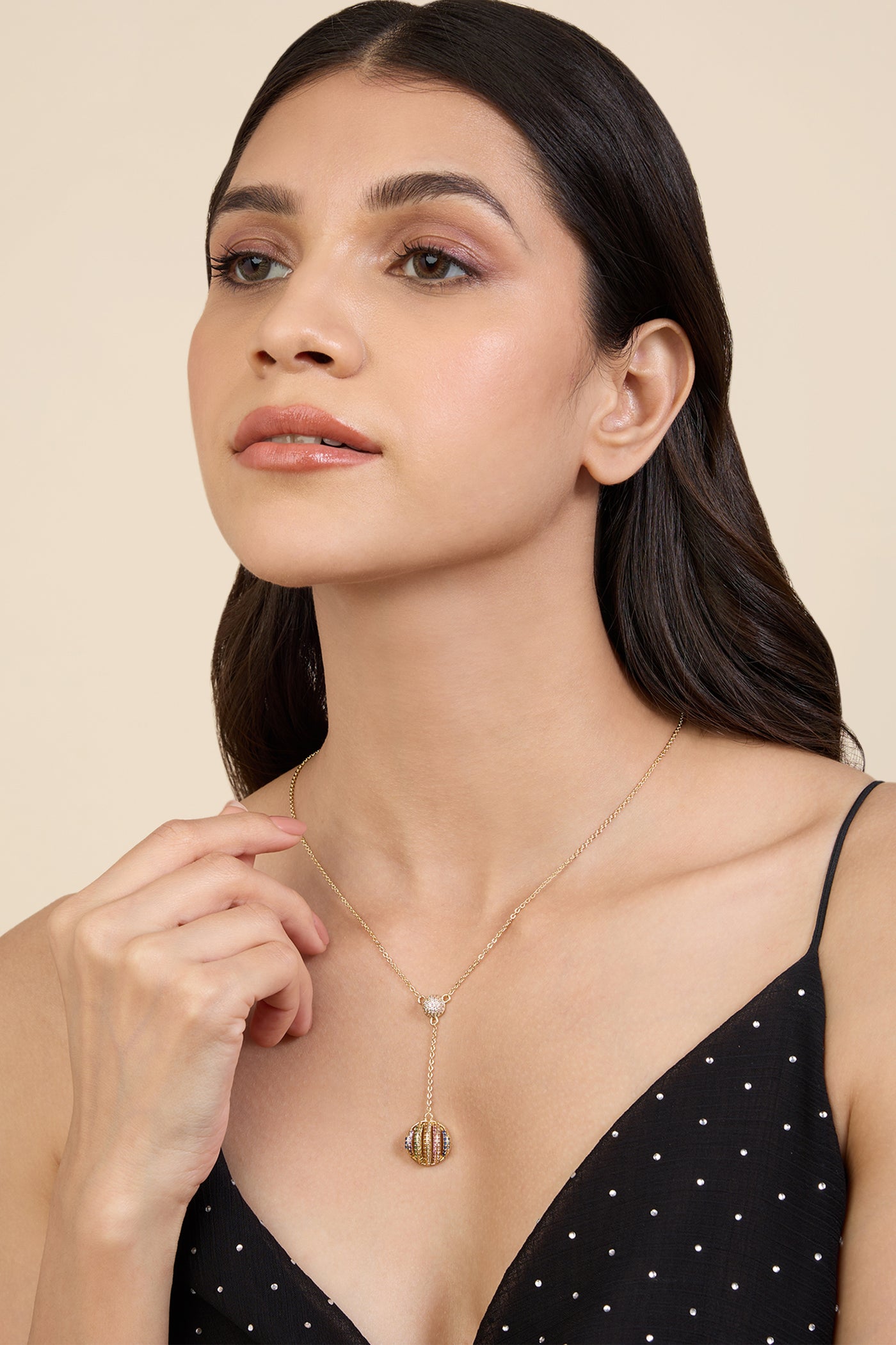 Isharya Disco Ball Y Necklace 18Kt Gold Plated indian designer wear online shopping melange singapore