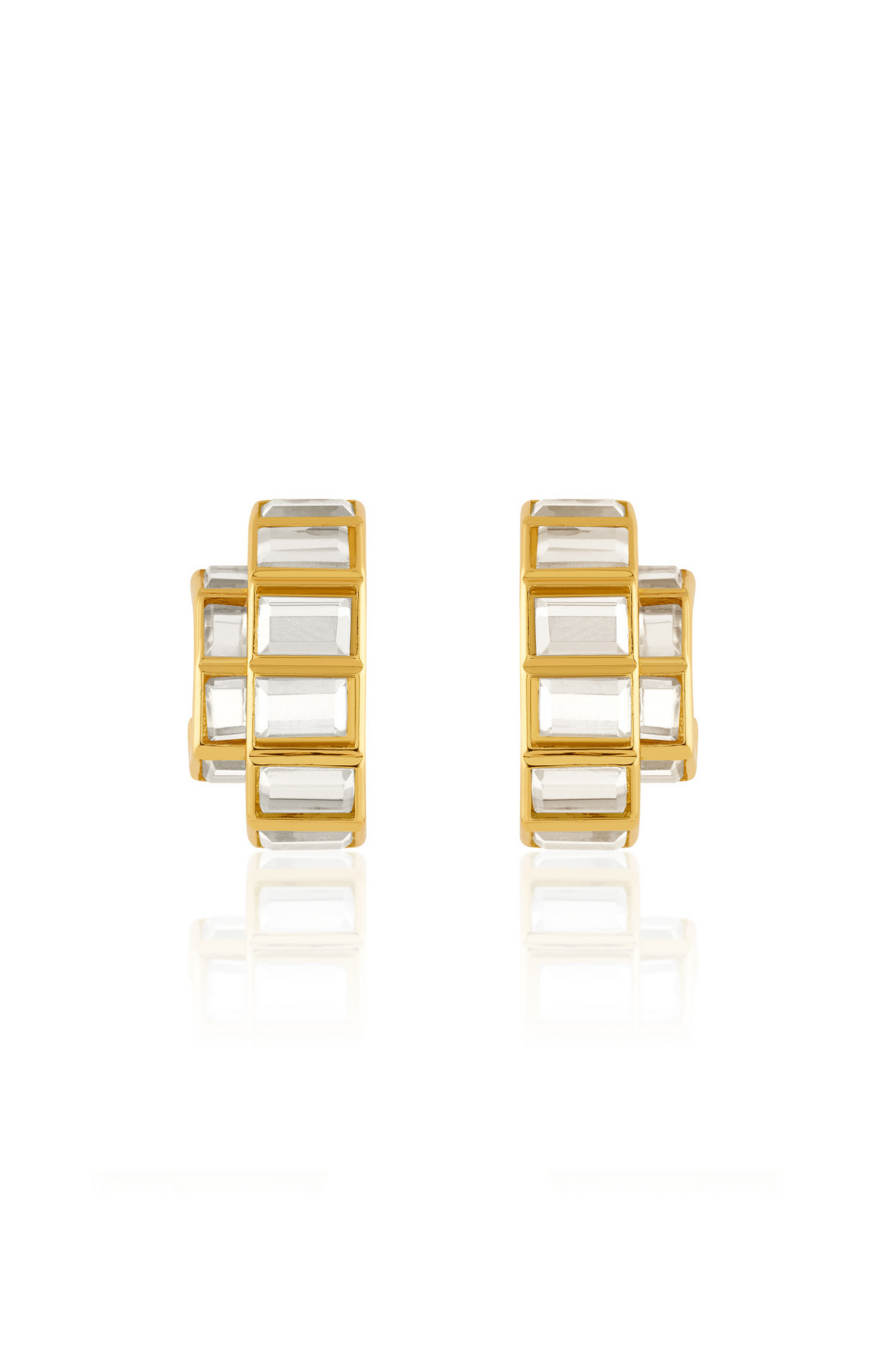 Double Mirror Huggie Hoops In 18Kt Gold Plated Isharya Indian Designer Wear Online Shopping Melange Singapore