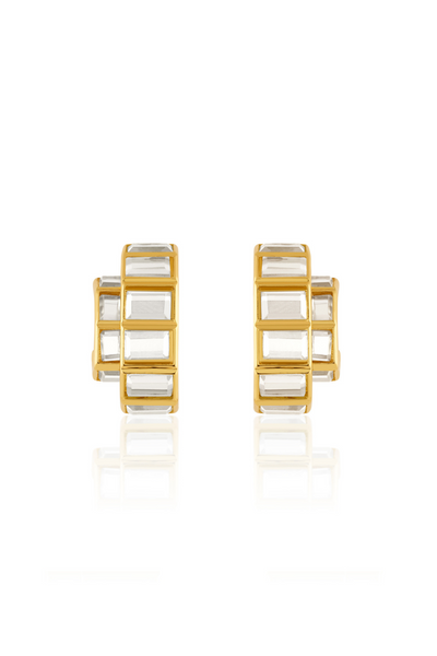 Double Mirror Huggie Hoops In 18Kt Gold Plated Isharya Indian Designer Wear Online Shopping Melange Singapore