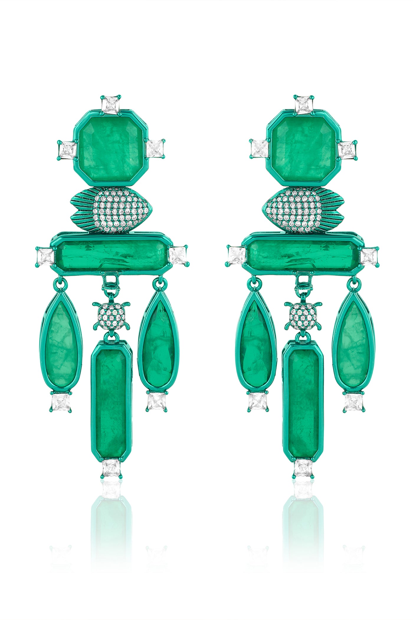 Isharya Emerald Carnevale Danglers indian designer wear online shopping melange singapore