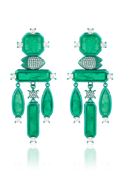 Isharya Emerald Carnevale Danglers indian designer wear online shopping melange singapore