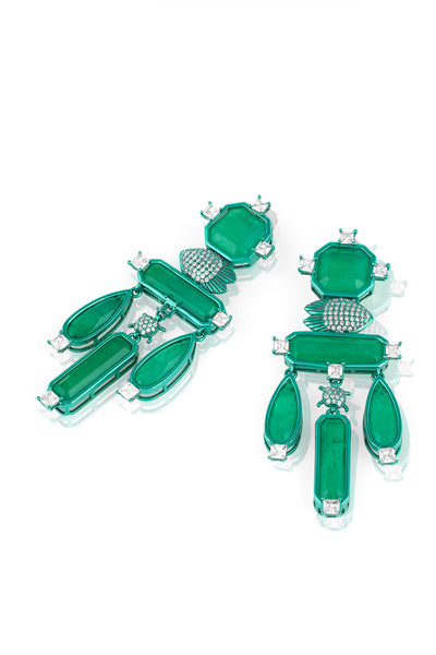 Isharya Emerald Carnevale Danglers indian designer wear online shopping melange singapore