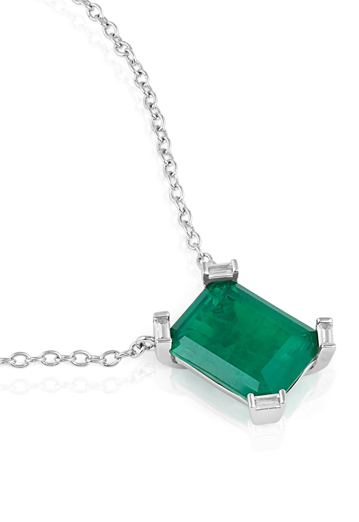 Isharya Emerald Cut Statement Pendant In Rhodium Plating indian designer wear online shopping melange singapore