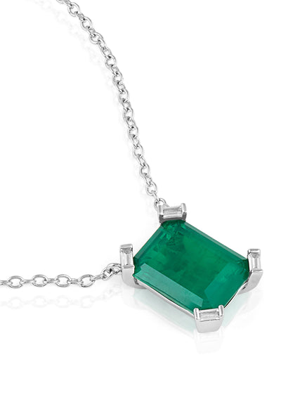 Isharya Emerald Cut Statement Pendant In Rhodium Plating indian designer wear online shopping melange singapore