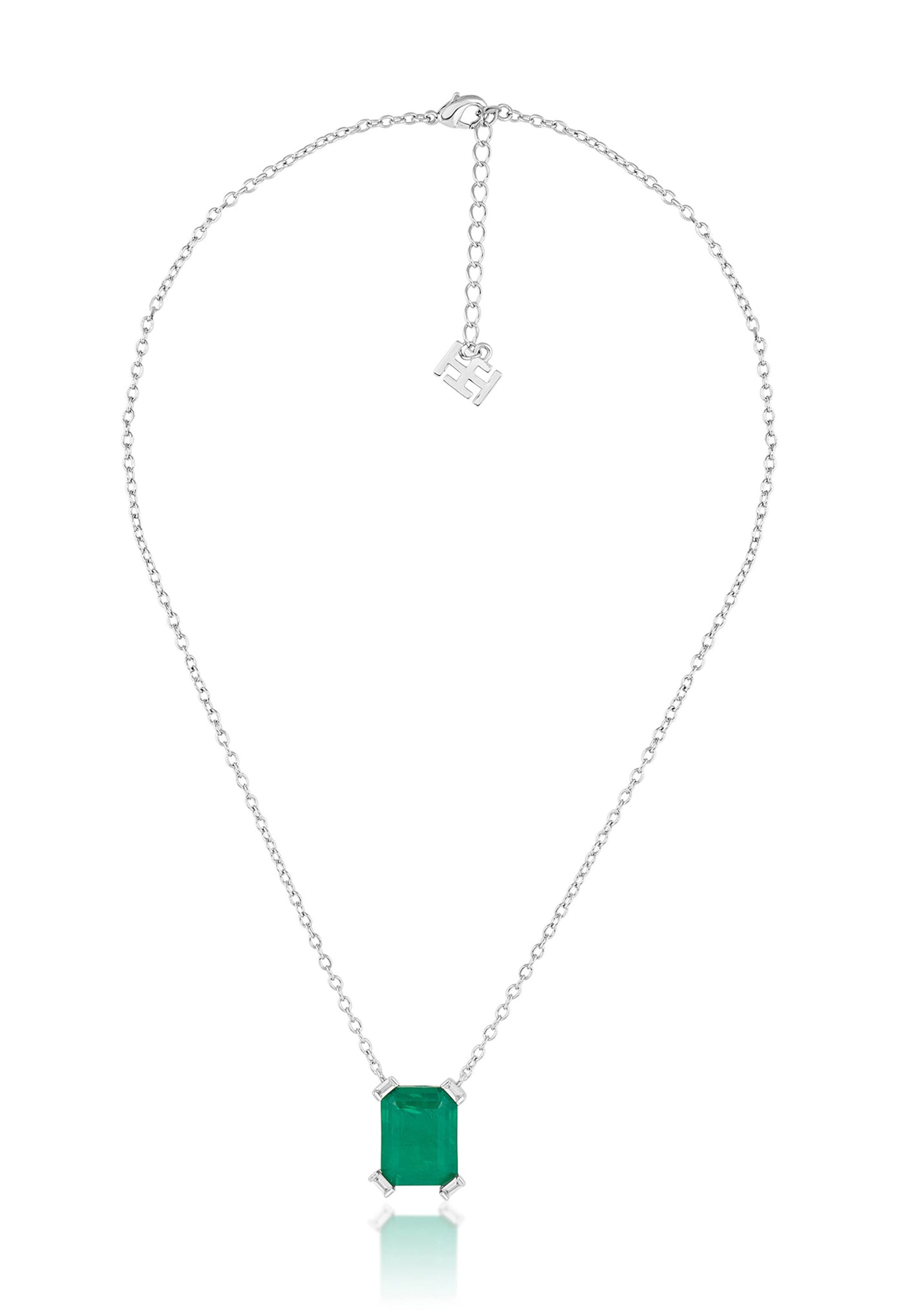 Isharya Emerald Cut Statement Pendant In Rhodium Plating indian designer wear online shopping melange singapore