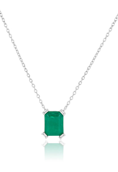 Isharya Emerald Cut Statement Pendant In Rhodium Plating indian designer wear online shopping melange singapore