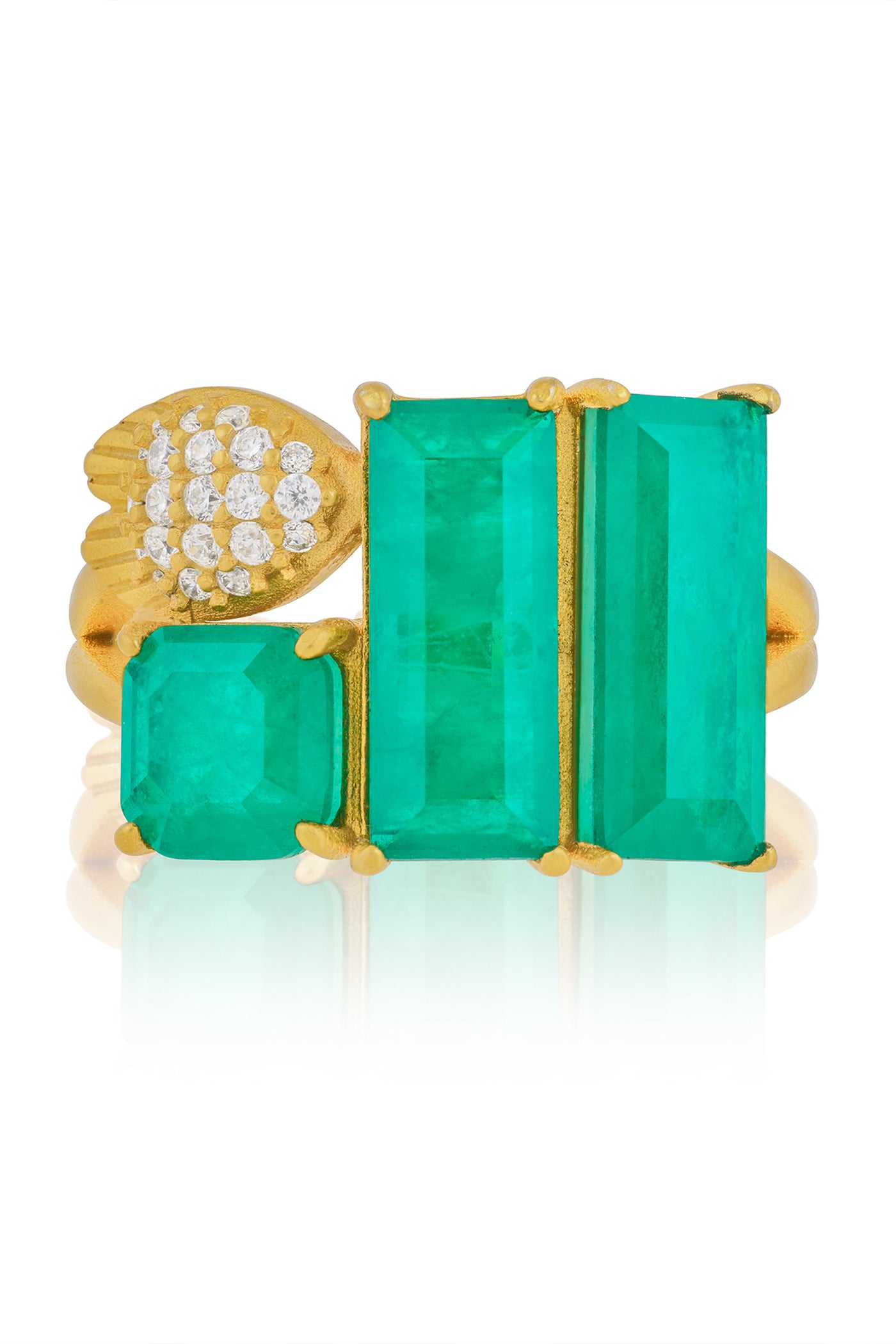 Isharya Emerald Dreams Cocktail Ring indian designer wear online shopping melange singapore
