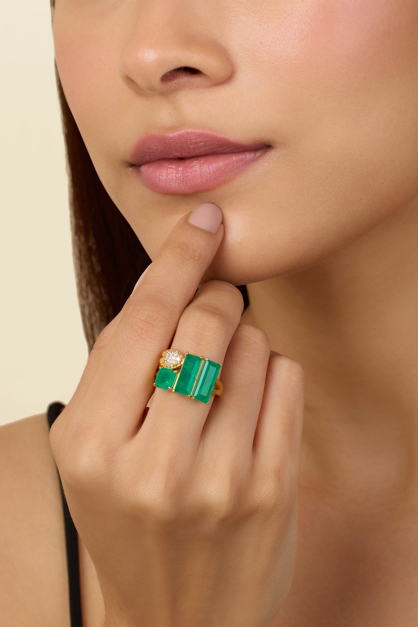 Isharya Emerald Dreams Cocktail Ring indian designer wear online shopping melange singapore
