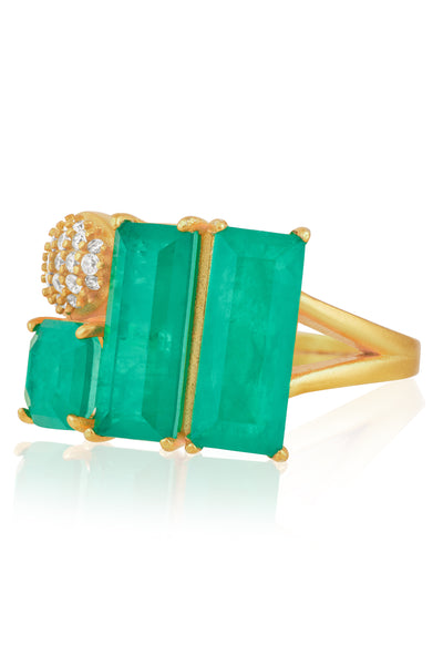 Isharya Emerald Dreams Cocktail Ring indian designer wear online shopping melange singapore
