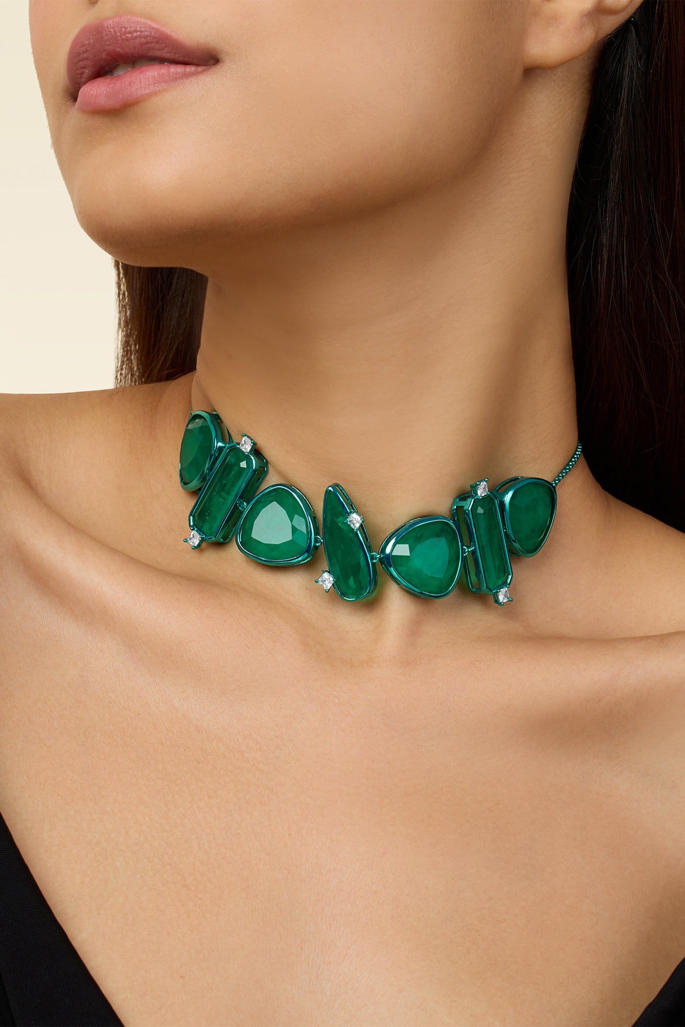 Isharya Emerald Flame Chokerindian designer wear online shopping melange singapore