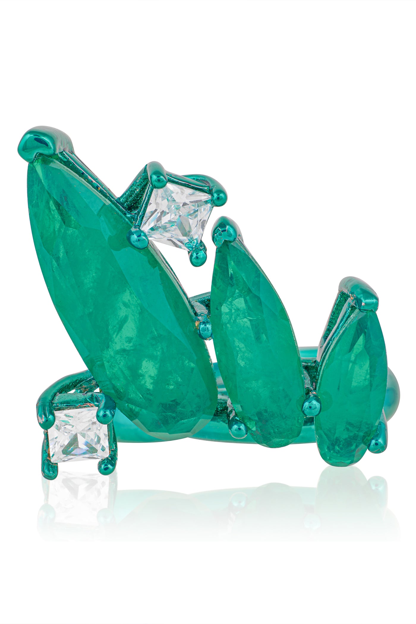 Isharya Emerald Flame Cocktail Ring indian designer wear online shopping melange singapore