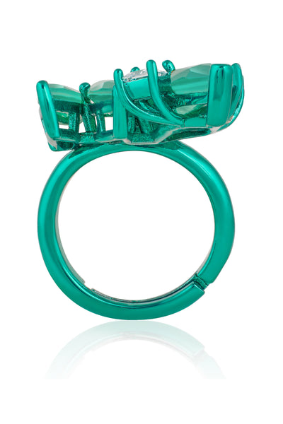 Isharya Emerald Flame Cocktail Ring indian designer wear online shopping melange singapore