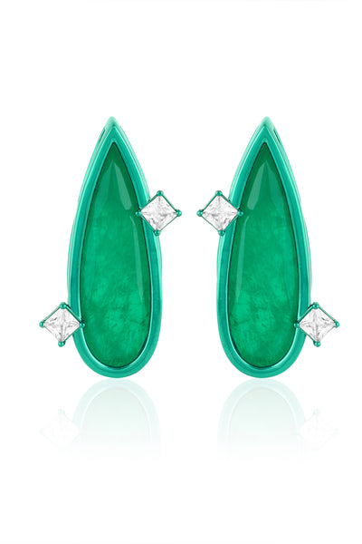 Isharya Emerald Flame Studs indian designer wear online shopping melange singapore