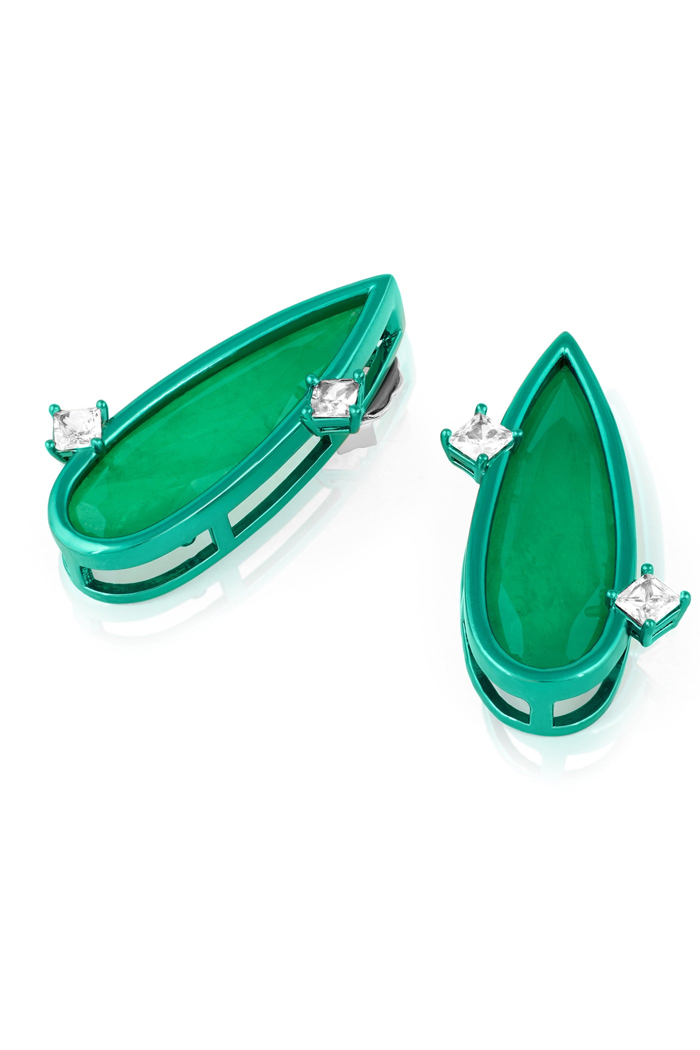 Isharya Emerald Flame Studs indian designer wear online shopping melange singapore