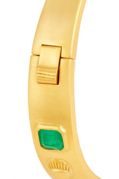 Isharya Emerald Oval Hinge Bangle indian designer wear online shopping melange singapore