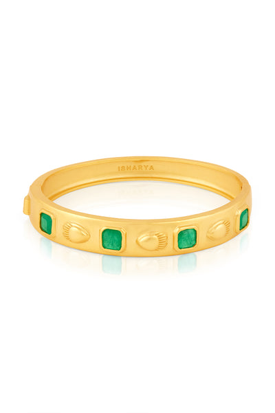 Isharya Emerald Oval Hinge Bangle indian designer wear online shopping melange singapore